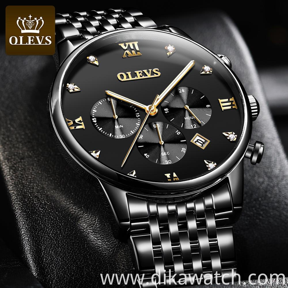 Men Luxury Watch OLEVS Brand Quartz Fashion Business WristWatch OEM with Steel Band Chronograph Waterproof Watches Men Wrist